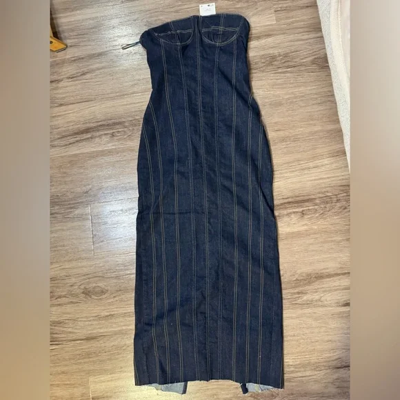 ZARA ZW DENIM MIDI DRESS Size L - Picture 6 of 12